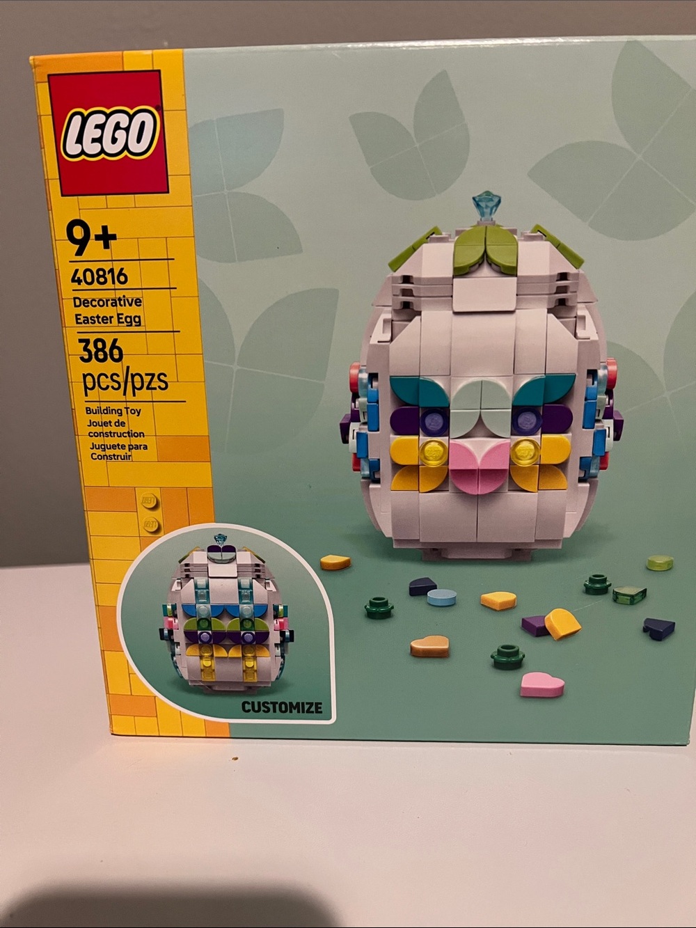 Lego Decorative Easter Egg - White with Pastel Accents